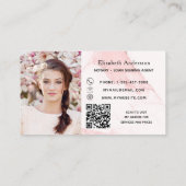 Noteerbare leninggever roze marmer QR Visitekaartje (Achterkant)