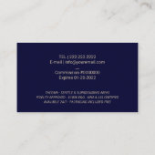 Noteerbare leningnemer Gold Quill Pen Logo marine Visitekaartje (Achterkant)