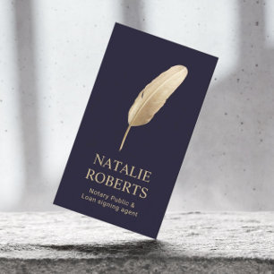 Noteerbare leningnemer Gold Quill Pen Navy Visitekaartje