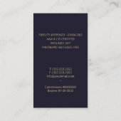 Noteerbare leningnemer Gold Quill Pen Navy Visitekaartje (Achterkant)