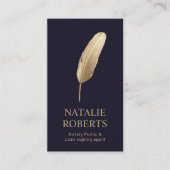 Noteerbare leningnemer Gold Quill Pen Navy Visitekaartje (Voorkant)