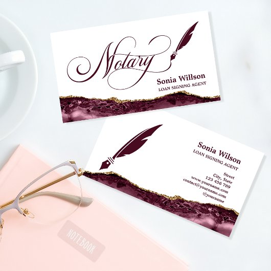Noteerbare leningnemer Modern Burgundy Agate Visitekaartje