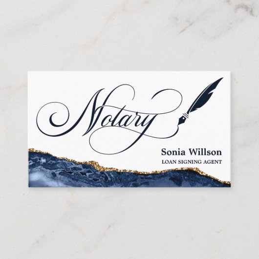 Noteerbare leningnemer Modern Navy Agate Visitekaartje (Voorkant)