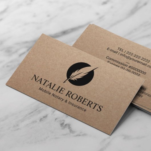 Noteerbare leningnemer Quill Logo Rustic Kraft Visitekaartje