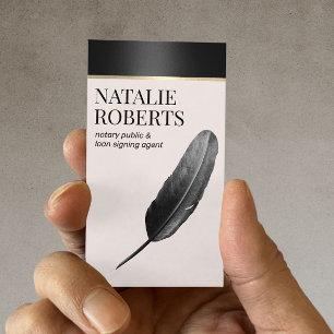 Noteerbare leningtekenaar Elegant Black Quill Pen Visitekaartje