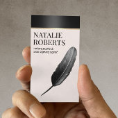 Noteerbare leningtekenaar Elegant Black Quill Pen Visitekaartje