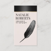 Noteerbare leningtekenaar Elegant Black Quill Pen Visitekaartje (Voorkant)