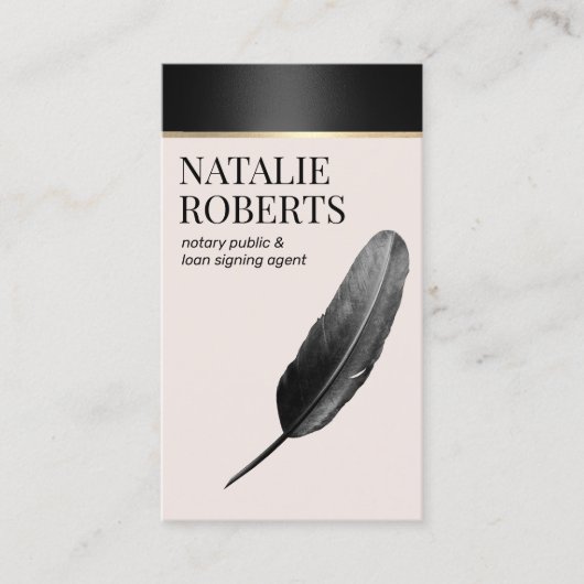 Noteerbare leningtekenaar Elegant Black Quill Pen Visitekaartje (Voorkant)