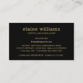 Noteerbare leningtekenaar Gold Black Pen Visitekaartje (Achterkant)