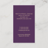 Noteerbare leningtekenaar Gold Quill Pen Paars Visitekaartje (Achterkant)