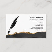 Noteerbare leningtekenaar Modern Black Gold Agate Visitekaartje (Achterkant)