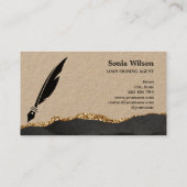 Noteerbare leningtekenaar Modern Black Gold Agate Visitekaartje (Achterkant)