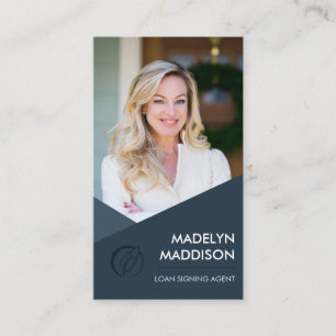 Noteerbare leningtekenaar Modern Dark Azure Foto Visitekaartje