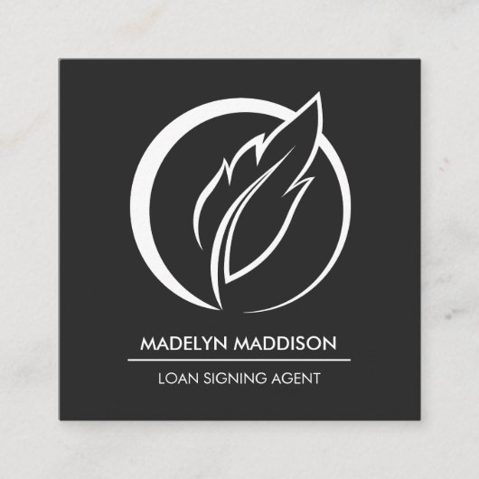 Noteerbare leningtekenaar Modern Dark Grey Vierkante Visitekaartje (Voorkant)