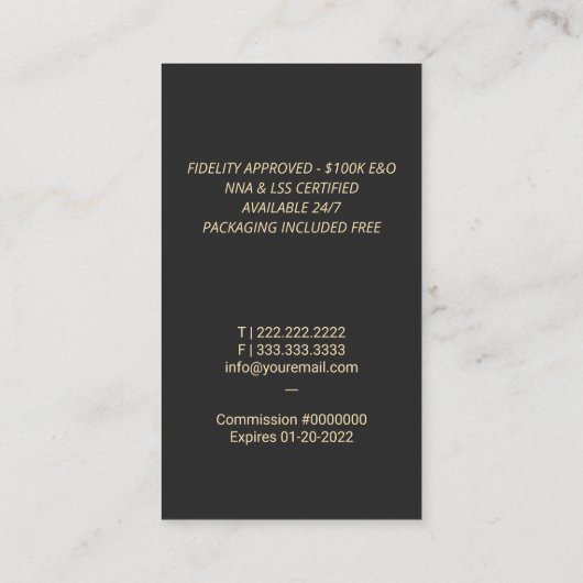 Noteerbare leningtekenaar Modern Gold Quill Logo Visitekaartje (Achterkant)