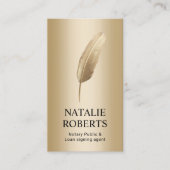 Noteerbare leningtekenaar Modern Gold Quill Pen Visitekaartje (Voorkant)