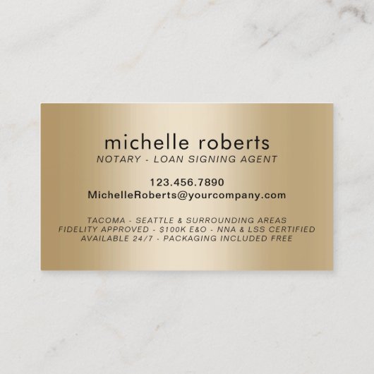 Noteerbare leningtekenaar Modern Gold Visitekaartje (Achterkant)