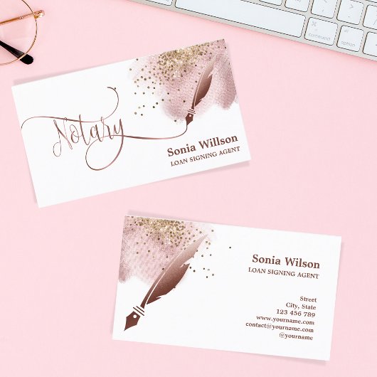 Noteerbare leningtekenaar Modern Roos Gold Agate Visitekaartje