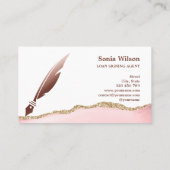 Noteerbare leningtekenaar Modern Roos Gold Agate Visitekaartje (Achterkant)