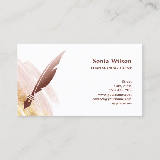 Noteerbare leningtekenaar Modern Roos Gold Agate Visitekaartje (Achterkant)