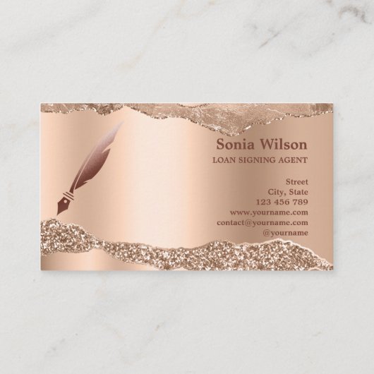 Noteerbare leningtekenaar Modern Roos Gold Tear Visitekaartje (Achterkant)