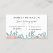 Noteerbare logo koraalflorale waterverf bouquet visitekaartje (Achterkant)