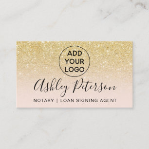 Noteerbare logo typografie blauw chic gold glitter visitekaartje
