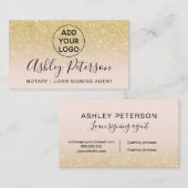 Noteerbare logo typografie blauw chic gold glitter visitekaartje (Voorkant / Achterkant)