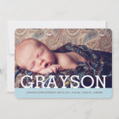 Noteerbare naam Twee Foto Modern Birth Announding Aankondiging (Voorkant)