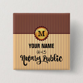 Noteerbare naam van het Public Gold Seal Monogram  Vierkante Button 5,1 Cm