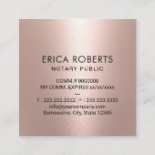 Noteerbare openbare zegels Moderne Roos Gold Metal Vierkante Visitekaartje (Achterkant)