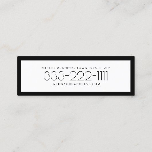 Noteerbare openbare zwarte & witte randkaart mini visitekaartje (Achterkant)