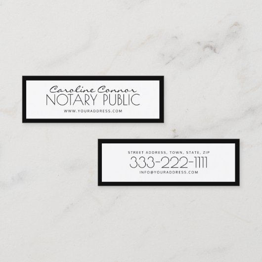 Noteerbare openbare zwarte & witte randkaart mini visitekaartje (Voorkant / Achterkant)
