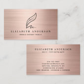 Noteerbare overheidsagent Quill Roos Gold Brushed  Visitekaartje (Voorkant / Achterkant)