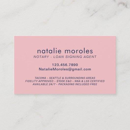 Noteerbare overheidsleningagent Modern Navy Blue & Visitekaartje (Achterkant)