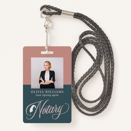 Noteerbare overheidsmarine & Blush roze ID Badge (Voorkant met draagriem)