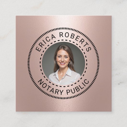 Noteerbare overheidsstempel Moderne Roos Gold Foto Vierkante Visitekaartje (Voorkant)