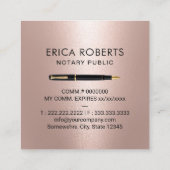 Noteerbare overheidsstempel Moderne Roos Gold Foto Vierkante Visitekaartje (Achterkant)