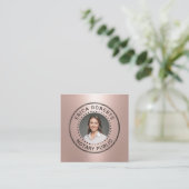 Noteerbare overheidsstempel Moderne Roos Gold Foto Vierkante Visitekaartje (Staand voorkant)