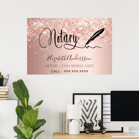 Noteerbare roos goudbrij poster (Thuiskantoor)