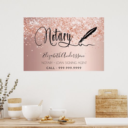 Noteerbare roos goudbrij poster (Keuken)