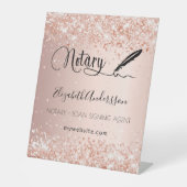 Noteerbare roos goudbrij reclamebord met voetstuk (Voorkant)