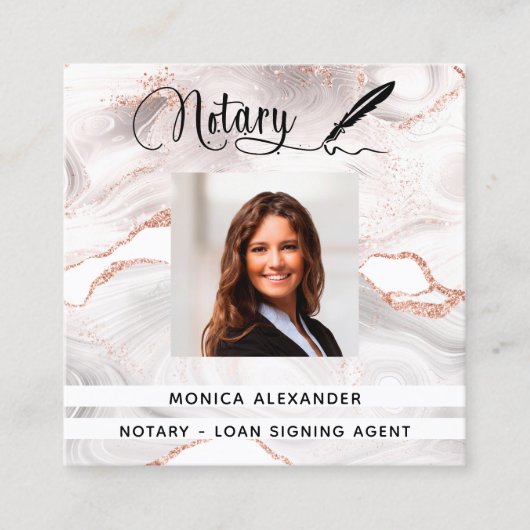 Noteerbare roos goudfoto QR-code Ondertekenaar Vierkante Visitekaartje (Voorkant)