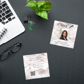 Noteerbare roos goudfoto QR-code Ondertekenaar Vierkante Visitekaartje