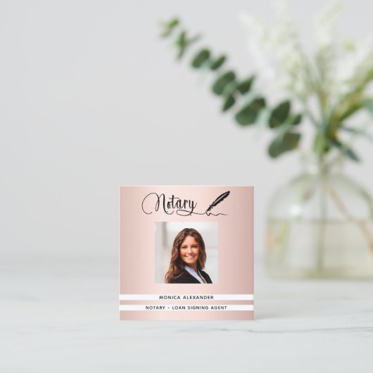 Noteerbare roos goudfoto QR-code Ondertekenaar Vierkante Visitekaartje (Staand voorkant)