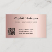 Noteerbare roos goudglitter QR Visitekaartje (Achterkant)