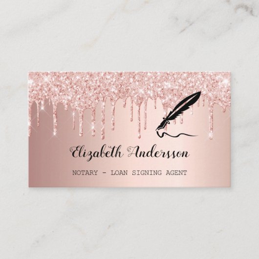 Noteerbare roos goudglitter QR Visitekaartje (Voorkant)