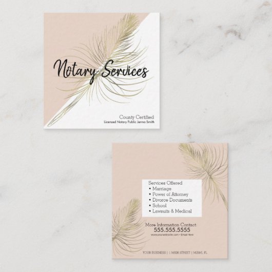 Noteerbare services Roze Gold Business Vierkante Visitekaartje (Voorkant / Achterkant)