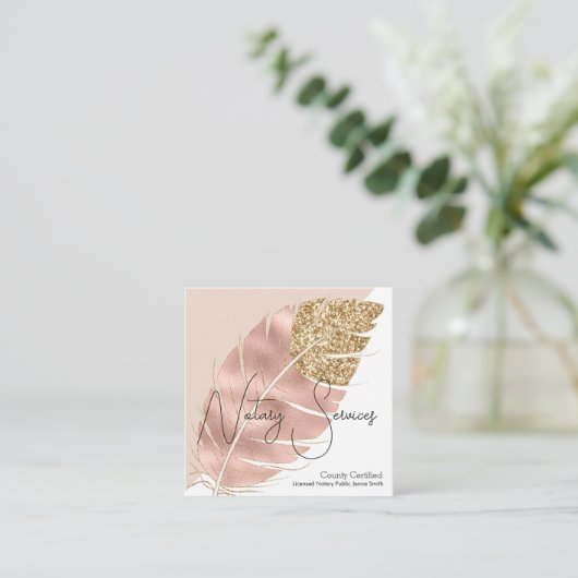 Noteerbare services Roze Gold Glitter Chic Vierkante Visitekaartje (Staand voorkant)