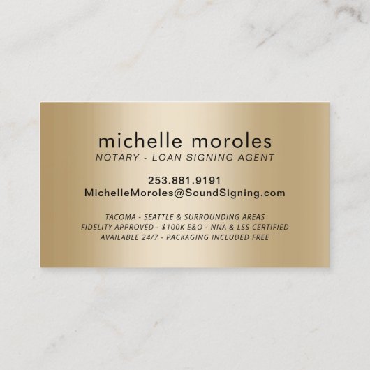 Noteerbare signaalagent Modern Black & Gold Visitekaartje (Achterkant)